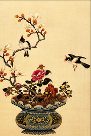 工笔花瓶玉兰装饰画