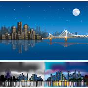 城市夜景矢量图片