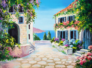 小镇风景油画装饰画