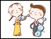 拉小提琴的情侣