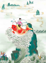 仙女造福国画图片