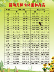 婴幼儿标准体重和身高表图片