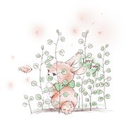 手绘小灰兔图片