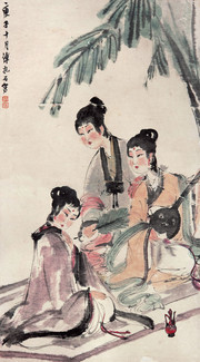 芭蕉美人图_近现代_傅抱石 