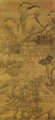 雪岭盘车图绢_清_李寅 