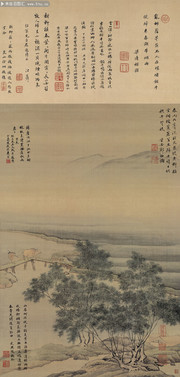 杨柳牧归图绢本_清_萧晨 