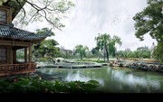 古镇园林改造风景效果图