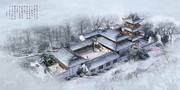 中式园林古代建筑俯瞰效果图