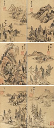 山水十二开_明_董其昌