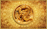 浮雕金龙电视背景墙图片素材