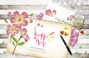 手绘花朵卡片设计素材