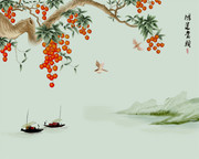 鸿运当头家居墙绘装饰画图片