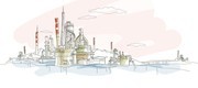 手绘工业城市建筑卡通插画图片素材