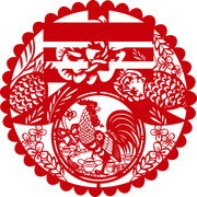 鸡年剪纸矢量图片