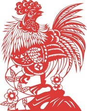 鸡年剪纸矢量图