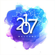 蓝色彩墨2017年图片素材