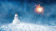 雪人和烟花图片下载