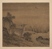 古代绘画 母子鹿图_明 