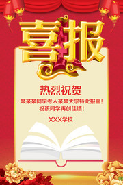 红色大气喜报展板图片