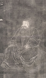 人物工笔 关夫子像赞拓本_清_达礼善 