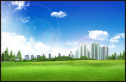 城市草地风景背景图片素材