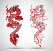 中国龙剪纸矢量素材下载