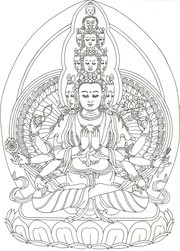 十一面观音唐卡白描图片素材