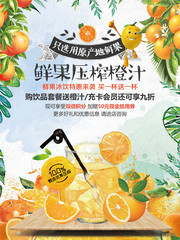 鲜榨橙汁水果果汁海报