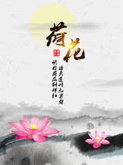 中国风赏荷花宣传海报
