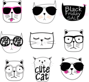 可爱黑白带眼镜的猫咪图片素材