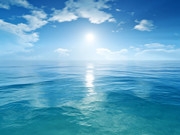 蓝色海水天空背景高清图片素材
