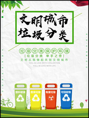 文明城市垃圾分类环保标语图片素材