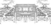古代集市场景手绘插画图片