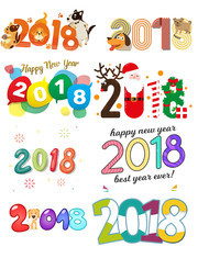 卡通时尚2018彩色艺术字图片下载