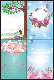 春天海报背景插画设计素材