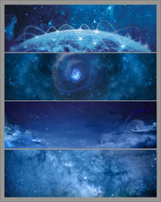 蓝色梦幻星空横幅背景图片