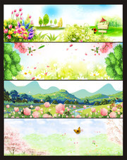 清新春天banner背景设计