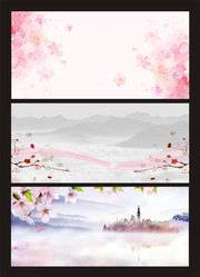 粉色春天桃花背景设计素材
