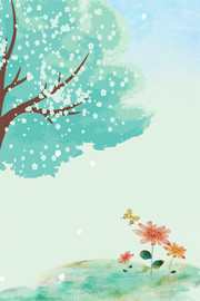 水彩春天插画背景图片下载