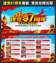 党建97周年党的光辉历程展板图片