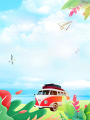 蓝色旅游夏令营广告背景图