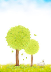 手绘草地风景图片素材