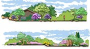 水彩手绘住宅剖面景观设计图