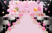 粉色舞台宝宝生日宴会舞台效果图图片
