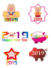2019年猪年卡通吉祥物图片
