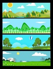 风景景色手绘banner背景