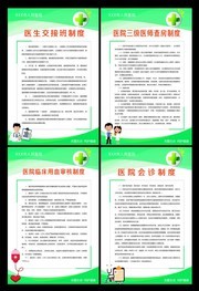 绿色简洁实用医院工作制度展板下载