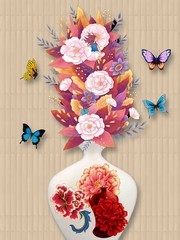 蝶恋花花瓶玄关背景墙