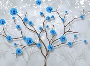 蓝玫瑰花淡雅电视背景墙