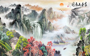 富春山居图中式壁画下载